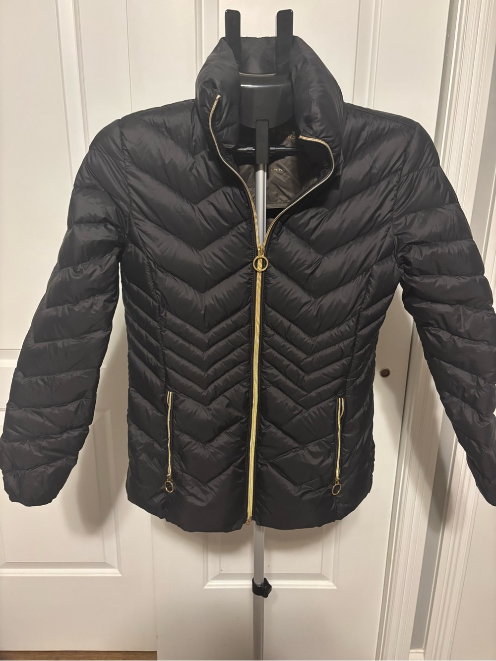 Michael kors Black Quilted Packable Jacket with Gold Trim - Women